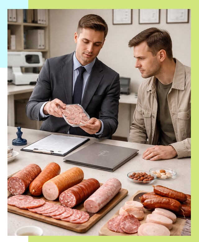 Сертификация колбасных изделий в Ханты-Мансийске от 7657 р. | Алешин-Хнт